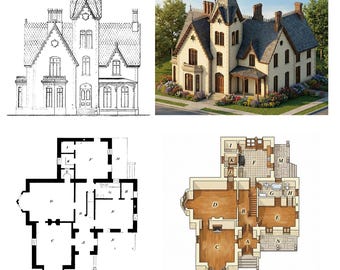 1930年代の建築住宅プランカタログ。シンプルなレイアウトのフロア