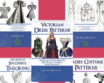 Best Selling 5 x VICTORIAN DRESS Sewing PATTERN Books Discount Bundle ~ Design Stunning Costumes for Dressmakers Printable Instant Download