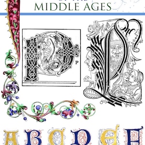 Alfabetos extravagantes da Idade Média Livro ilustrado raro em cores ~ Artesãos, Scrapbookers, Designers 42 páginas para impressão Download instantâneo