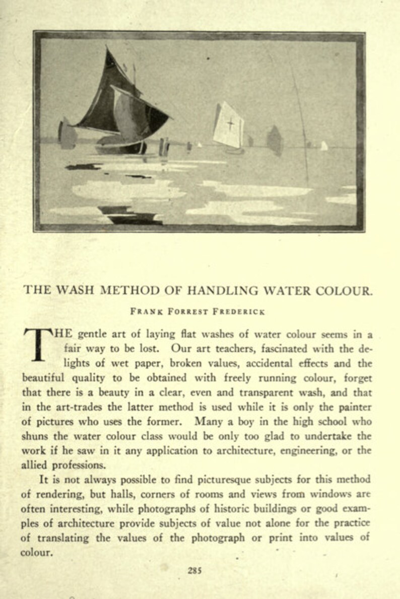 The WATERCOLOUR WASH METHOD Rare Old Illustrated Instructional Short How To Guide 16 pages Printable or Read on Your Tablet Instant Download image 2