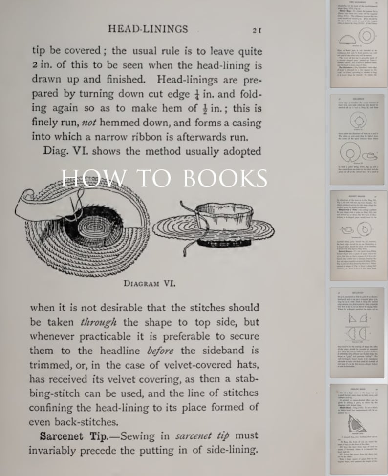MILLINERY ~ THEORETICAL and PRACTICAL Illustrated Simple and Concise Instructions For Mastering The Art of Millinery 163pgs Instant Download