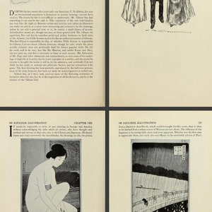 Puede incluir: Una ilustraci&oacute;n en blanco y negro de una mujer sentada en el suelo, vestida con un kimono japon&eacute;s tradicional. Ella sostiene un objeto peque&ntilde;o en su mano. La ilustraci&oacute;n es un ejemplo cl&aacute;sico del arte japon&eacute;s.