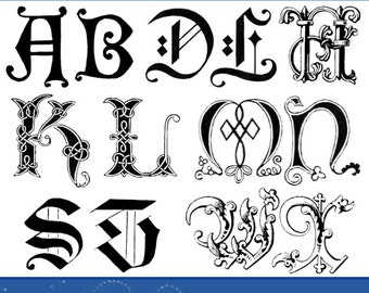 100 ORNAMENTAL ALPHABETS from 8TH to 20TH Centuries Rare Illustrated Book For Crafts People and Designers 104 pgs Printable Instant Download