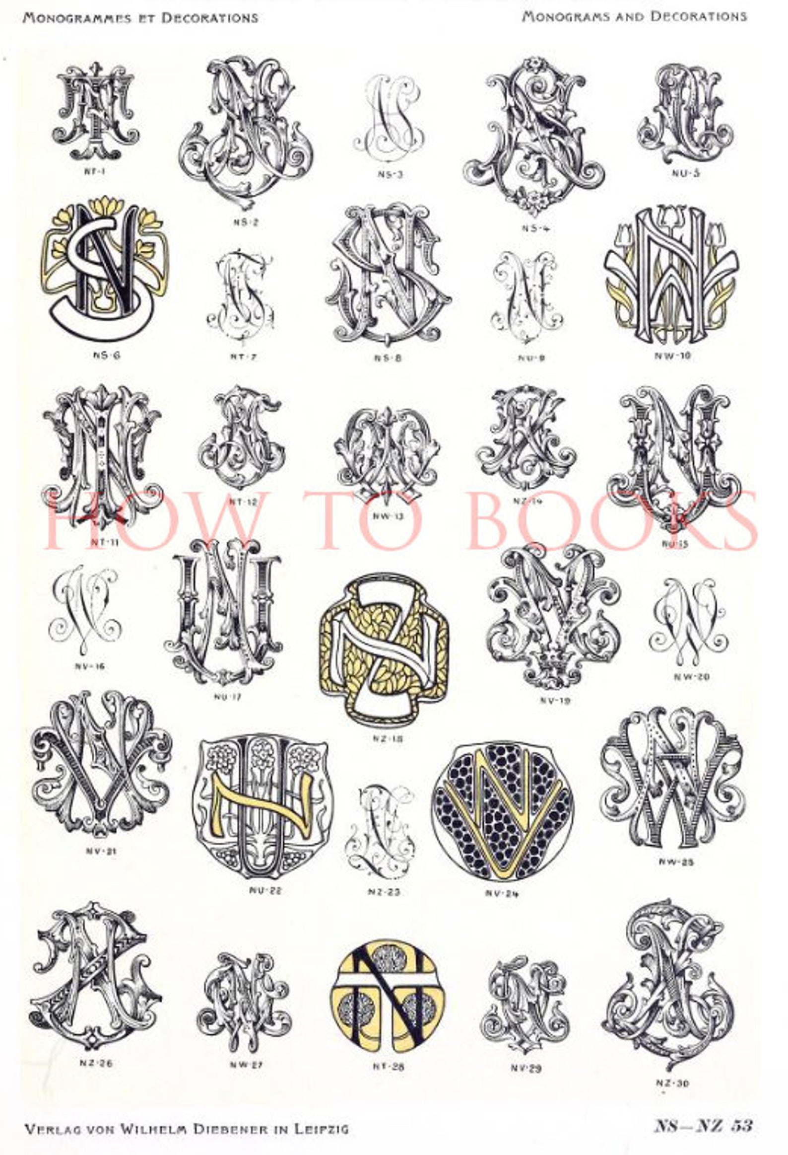 2000 MONOGRAMS and DECORATIONS 150 Pages Printable Old German Pattern ...