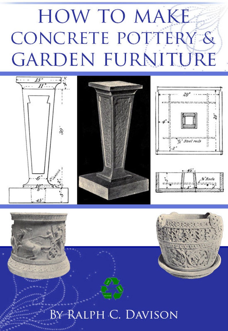 How To Make Concrete Pottery And Garden Furniture Rare 1910 Etsy