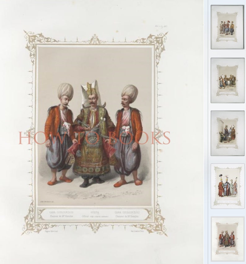 Rare Color illustrated Book on TURKISH COSTUMES of CONSTANTINOPLE Printable Royalty Free Designs for Scrapbooking, Collages Instant Download image 3