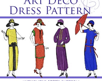 Patrón fácil de vestido Art Déco en 1 hora. Crea un vestido estilo flapper vintage de los años 20 al estilo Downton Abbey en 10 sencillos pasos. 29 páginas. Descarga instantánea.