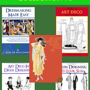 RARE Collection of 5 x Art Deco DRESS PATTERN Books ~ Styles Designs and Patterns Ready to Print Out and Use Now Instant Download