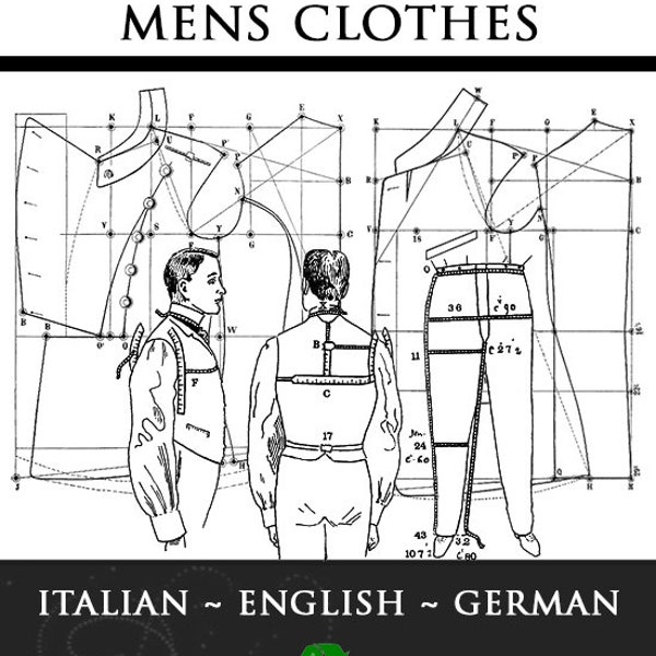 50 Victorian Mens Sewing Patterns The Art Of DESIGNING and CUTTING Mens Clothes Design Mens Outfits with 121 pgs Printable Instant Download