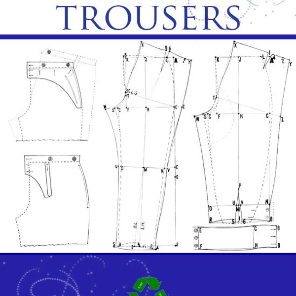 Illustrated CUTTING MENS TROUSERS Rare pattern Book Design Your Own Victorian Mens Trouser Sewing Patterns 46pgs Printable Instant Download