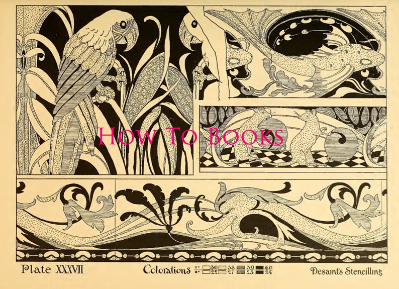 39 pages art deco stencil patterns rare 1927 designs for