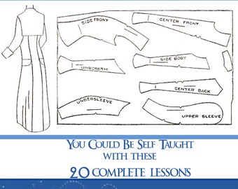 Rare Victorian Sewing Book ~ TEACH YOURSELF DRESSMAKING ~ 20 Complete Lessons on Designing Costume Outfits 127pgs Printable Instant Download