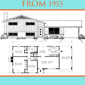 49 AMERICAN 1955 HOME PLANS House Designs with Floor Plans 50 Pages Printable Scrapbooking Collage Models Doll House Instant Download