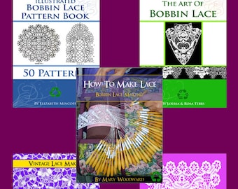 Make an Offer ~ 5 x RARE Vintage How To Make LACE PATTERN Books ~ Lessons Patterns and Designs Printable or read on Tablet Instant Download