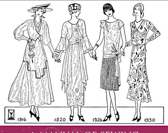 ART DECO Thimble To Gown Sewing Tutorial and Dress Making Guide with Downton Abbey Style Dresses 380 Pages Printable Instant Download
