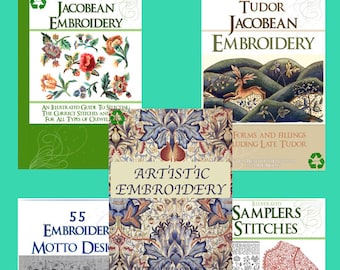 Make An Offer ~ New Collection of 5 x TOP SELLING EMBROIDERY Books ~ Lessons Samplers, Stitches and Designs to print out ~ Instant Download