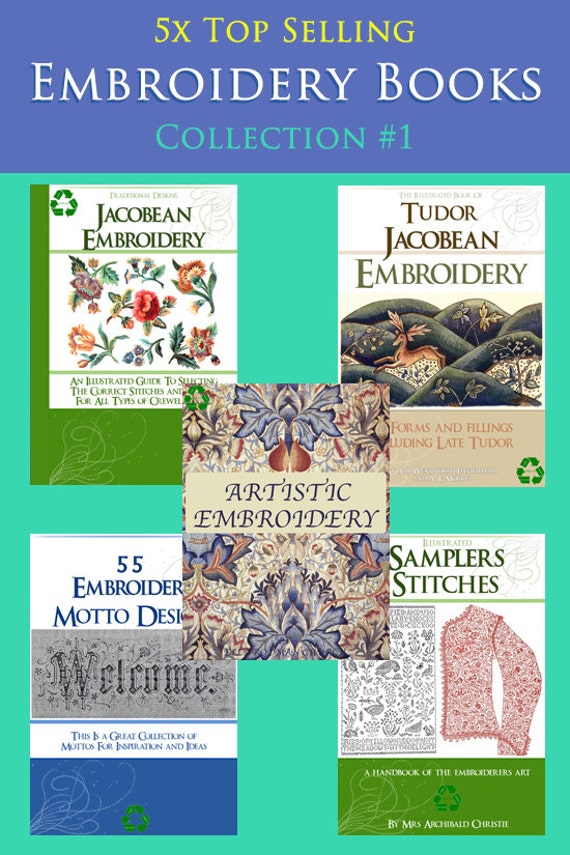 Make an Offer New Collection of 5 X TOP SELLING EMBROIDERY Books Lessons  Samplers, Stitches and Designs to Print Out Instant Download 