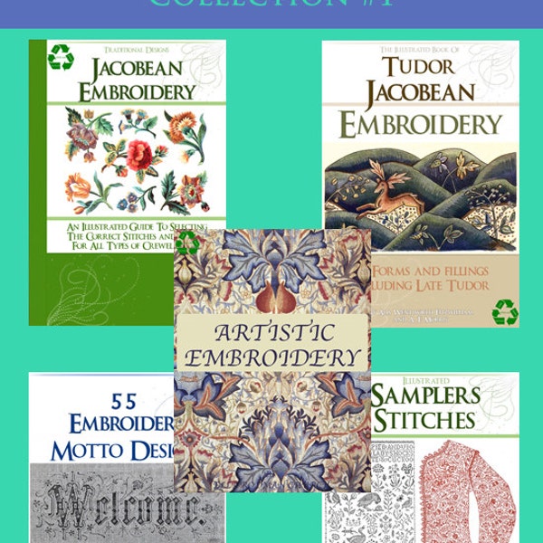 Make An Offer ~ New Collection of 5 x TOP SELLING EMBROIDERY Books ~ Lessons Samplers, Stitches and Designs to print out ~ Instant Download