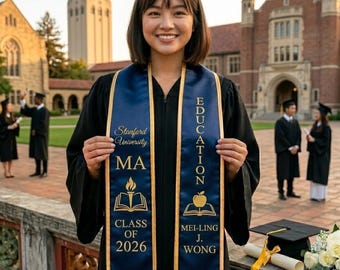 Embroidered Custom Teacher Graduation Stole, Graduation Stole 2026, School Graduation Sash, Personalized Graduation Stole