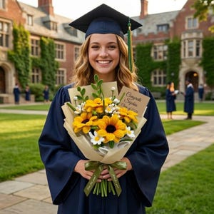 Graduation Gift Pipe Cleaner Flower Bouquet, Class of 2026 Graduation Gift, Handmade Pipe Cleaner Sunflower Bouquet, Graduation Gift