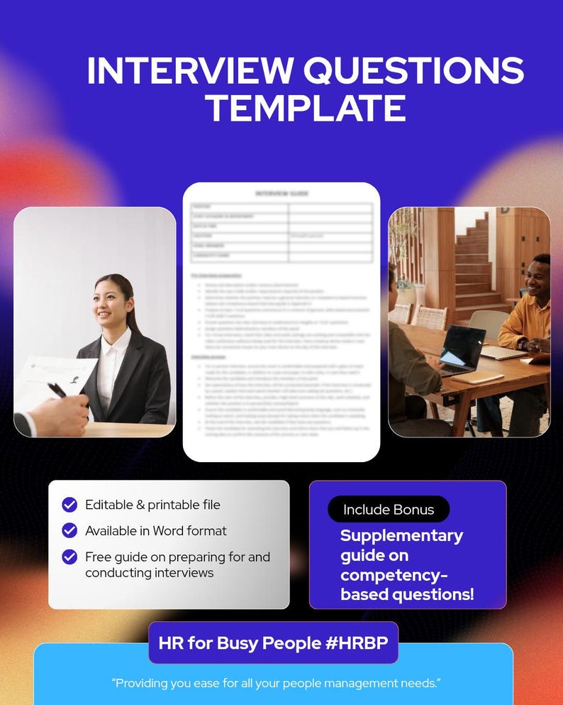 Interview Questions Template (guide Included) - Etsy