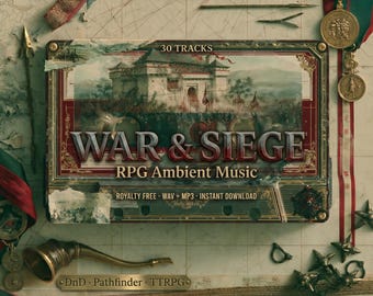 戦争攻城戦RPGアンビエントミュージックバンドル｜D&DパスファインダーTTRPG用30曲｜軍事作戦、盾の壁、要塞、攻城戦、戦場