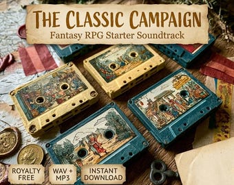 クラシックキャンペーン | ファンタジーRPG音楽トラック224曲 | 5つのバンドルが1つに | DnD Pathfinder TTRPG | 酒場ダンジョンバトル | ロイヤリティフリーWAV MP3