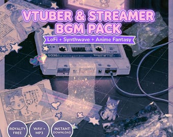 VTuberミュージックパック | 107曲のBGM | LoFiシンセウェーブアニメ | PNGtuberストリーマーBGM | DMCAフリー | ロイヤリティフリーWAV MP3