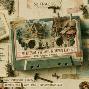 Medieval Village Town Life RPG Ambient Music Bundle | 30 Folk Tracks for D&D Pathfinder TTRPG | Market Blacksmith Tavern | Royalty Free