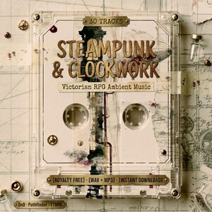 Steampunk Clockwork RPG Ambient Music Bundle | 30 Victorian Tracks for D&D Eberron Pathfinder TTRPG | Airship Inventor Gaslight |