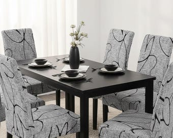 Funda para silla de comedor minimalista moderna con estampado elástico, ajuste universal
