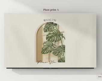 Modern Plant TV Dust Cover, Decorative Cloth for Flat Screen (24-75 Inch)