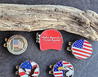 Golf Ball Marker with Magnetic Hat Clip – Patriotic Golf Accessory – Gift for Golfer