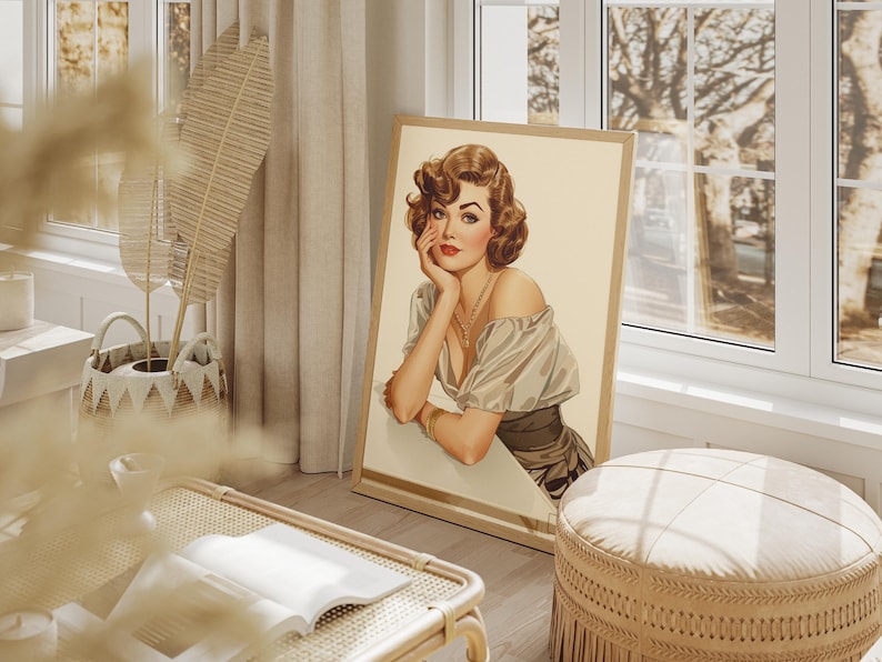 Vintage Pin up Woman Poster | Classic Retro Glamour Wall Art - Etsy