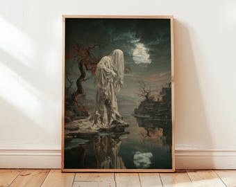 Verschleierter Mond Spirit Poster | Dunkle surreale Wandkunst