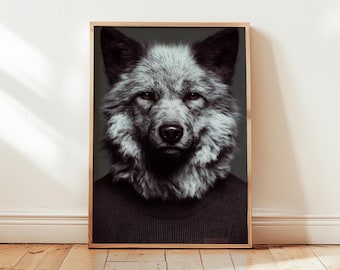 Alpha Wolf Poster | Wolf Portrait Wall Art | Modern Animal Decor