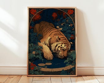 Tigerposter | Botanisk tigerillustration | Naturinspirerad väggkonst