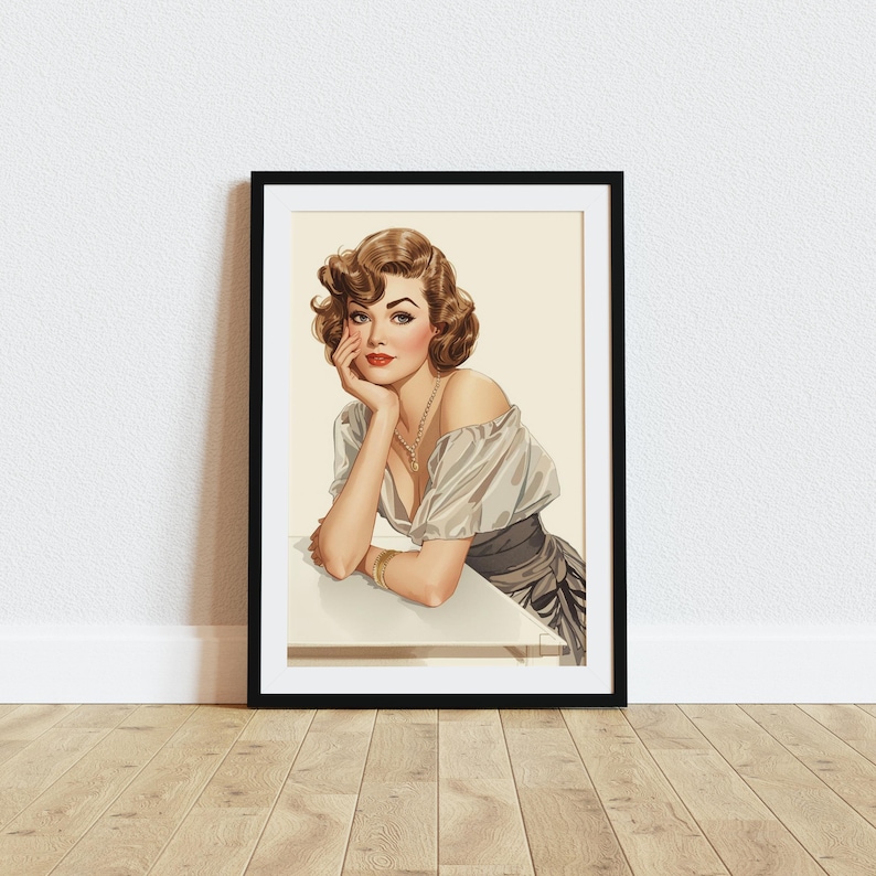 Vintage Pin up Woman Poster | Classic Retro Glamour Wall Art - Etsy