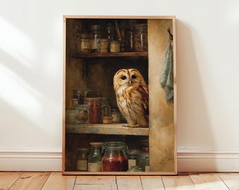 Apothecary Owl Poster | Vintage Library Animal Wall Art
