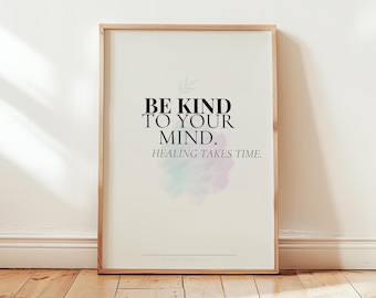 Be Kind To Your Mind Poster | Minimal Quote Wall Art