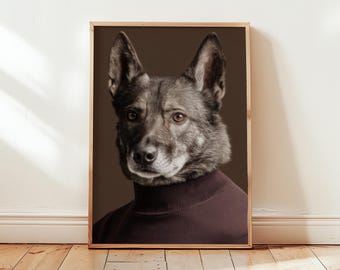 Wolf Portrait Poster | Modern Animal Wall Art | Masculine Wolf Decor