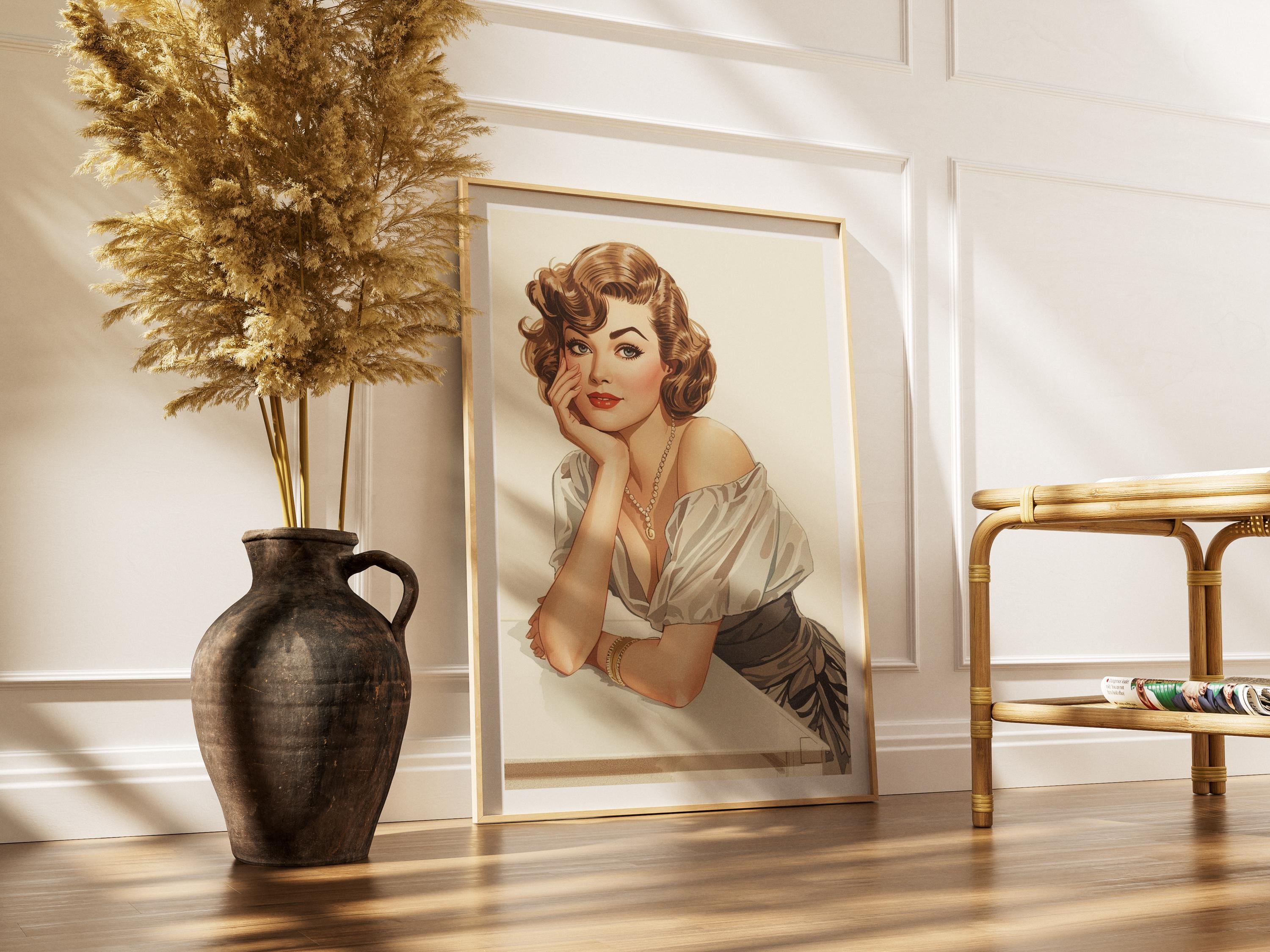 Vintage Pin up Woman Poster | Classic Retro Glamour Wall Art - Etsy