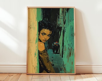 Retro Sci-Fi Alley Poster | Cinematic Futuristic Wall Art
