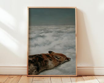 Fox in the Clouds Poster | Calm Nature Wall Art