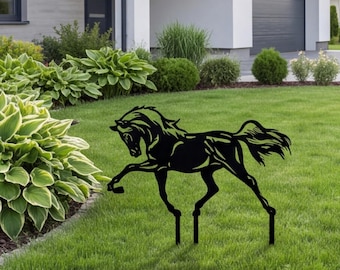 Metal Horse Garden Stake Sign, Large Garden Decor , Horse Lover Gift, Farmhouse Garden Sign, Yard Art, Ranch Metal Decor