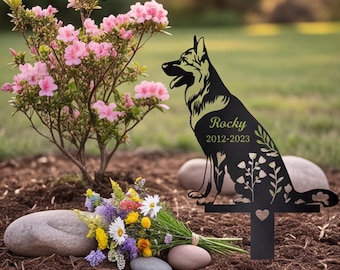 Personalized German Shepherd Memorial Stake, Metal Dog Garden Decor, Pet Loss Gift, Custom Name Grave Marker, Outdoor Yard Sign