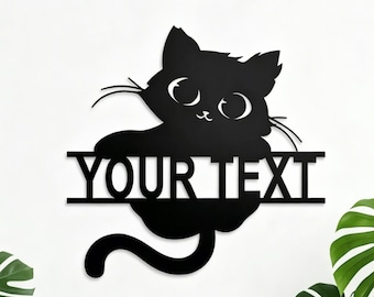 Personalized Cat Name Sign - Metal Wall Art for Cat Mom & Dad - Custom Pet Memorial Gift - Outdoor and Home Decor - Cat Lover Gift