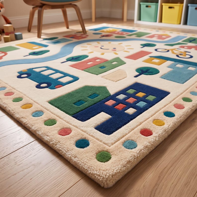 Kids City Road Rug, Hand Tufted Wool Playroom Rug, Road Map Nursery Rug ...