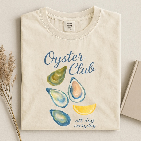 Camiseta Oyster Club All Day Everyday, Camiseta de concha de ostra, Camiseta de mariscos y limón, Camiseta de playa de verano