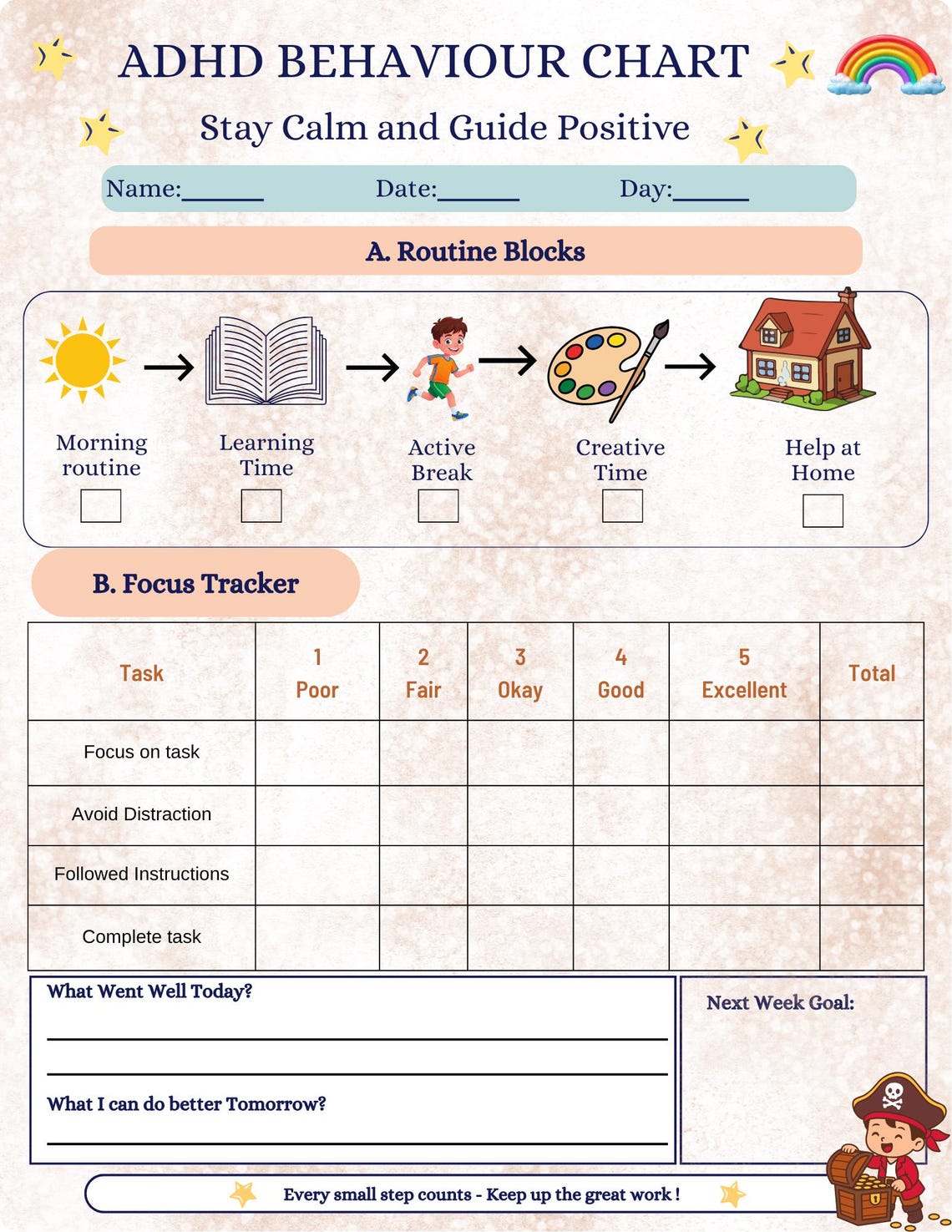 ADHD Behavior Chart Printable Pack | ASD Behavior Tracker | ABA Therapy ...